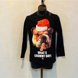Brothers black bulldog long sleeve t-shirt christmas tee boys size 8